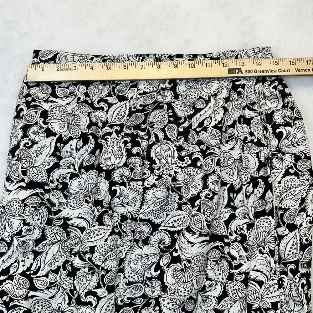 Talbots Maxi Skirt Women 8 Black White Floral Paisley Linen Blend Boho Coastal - Picture 3 of 10